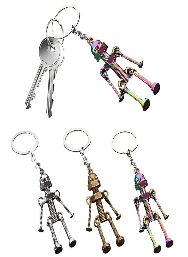 YZYDF Vintage Mechanical Screw Robot Keychain Creative Movable Joint Robot Car Key Holder for Men Backpack Bags Wallet Pendant - Image 2